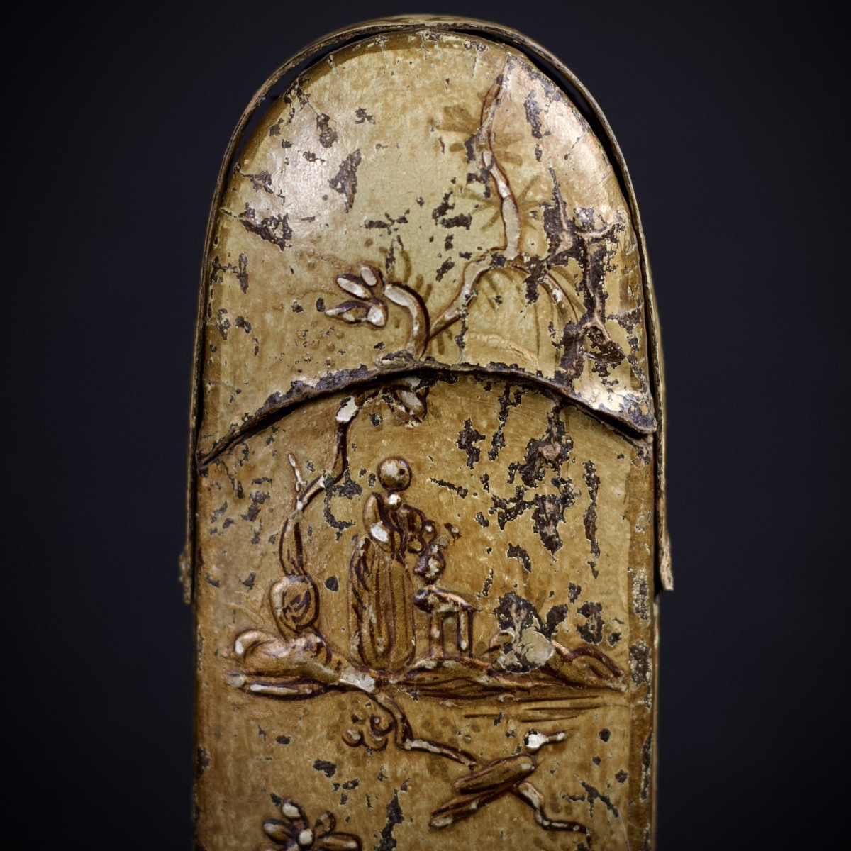 A Martin Varnish Spectacle Case Decorated With Chinoiserie, Pagodas And Figures, 18th Century-photo-3