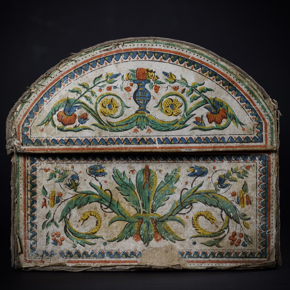 Toilet Box With Domed Lid Made Of Cardboard And Wallpaper, Toulouse, Early 19th Century-photo-5