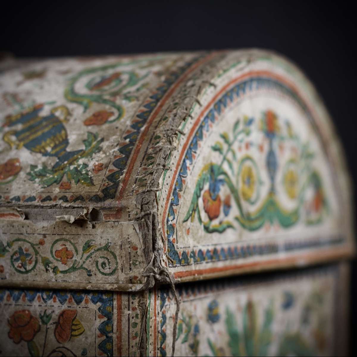 Toilet Box With Domed Lid Made Of Cardboard And Wallpaper, Toulouse, Early 19th Century-photo-6