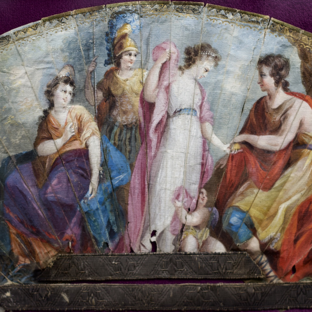 Historiated Fan, Le Jugement De Pâris, Greek Mythology, Gouache On Paper, 18th Century-photo-3