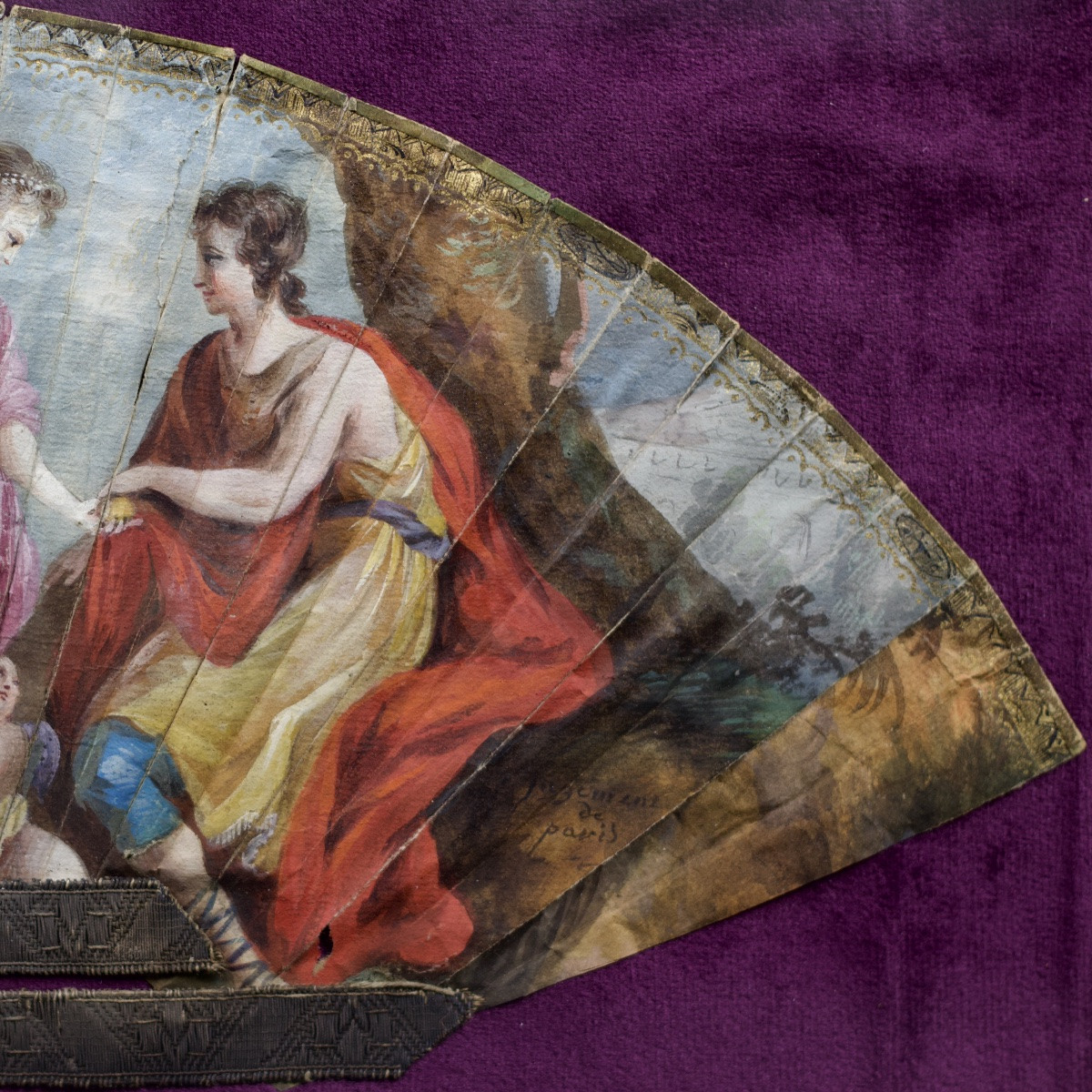 Historiated Fan, Le Jugement De Pâris, Greek Mythology, Gouache On Paper, 18th Century-photo-4