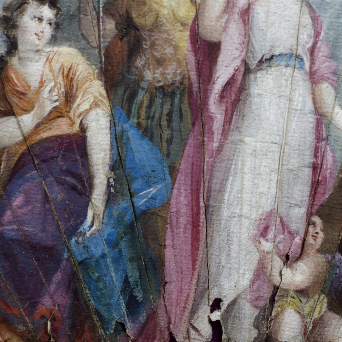 Historiated Fan, Le Jugement De Pâris, Greek Mythology, Gouache On Paper, 18th Century-photo-3