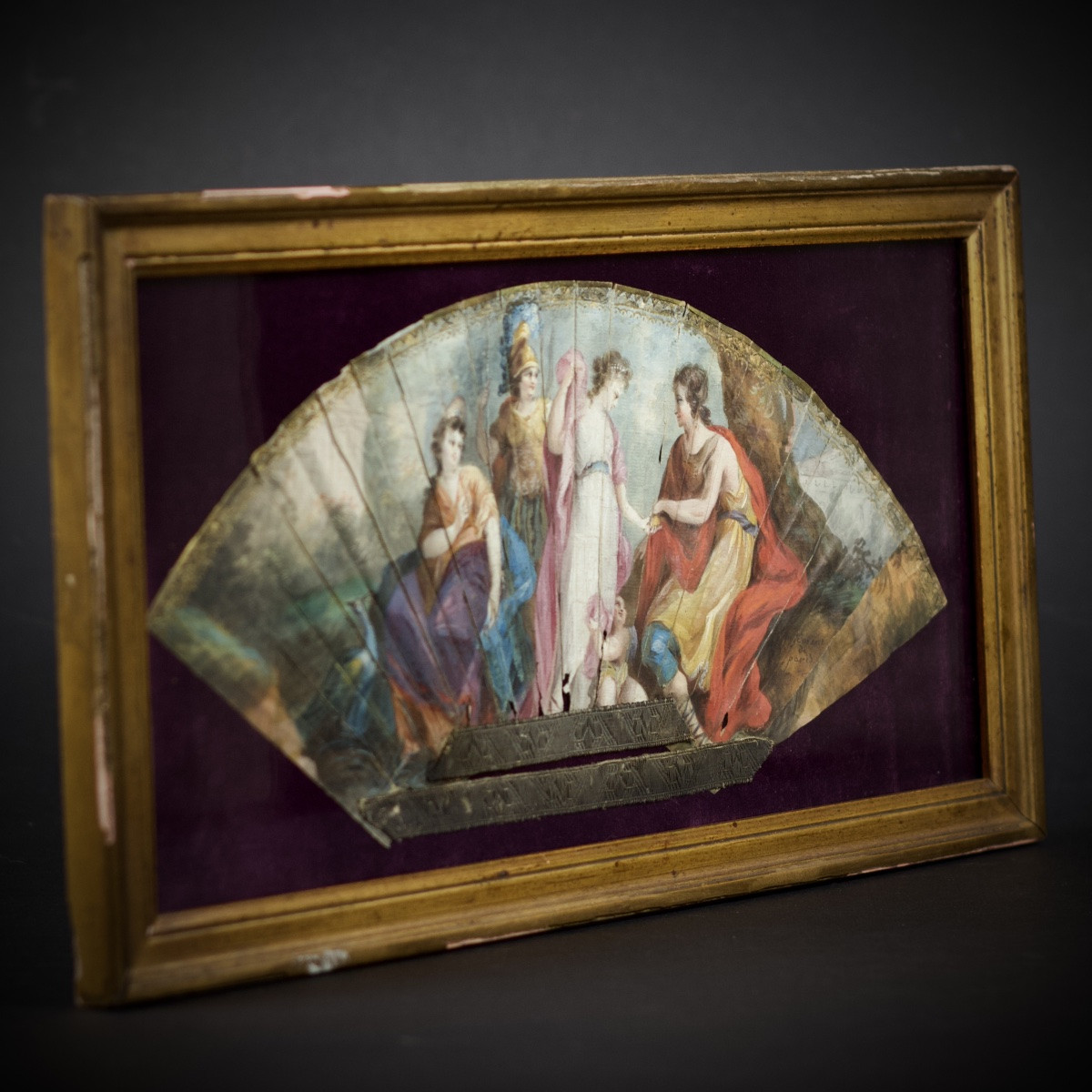 Historiated Fan, Le Jugement De Pâris, Greek Mythology, Gouache On Paper, 18th Century-photo-6