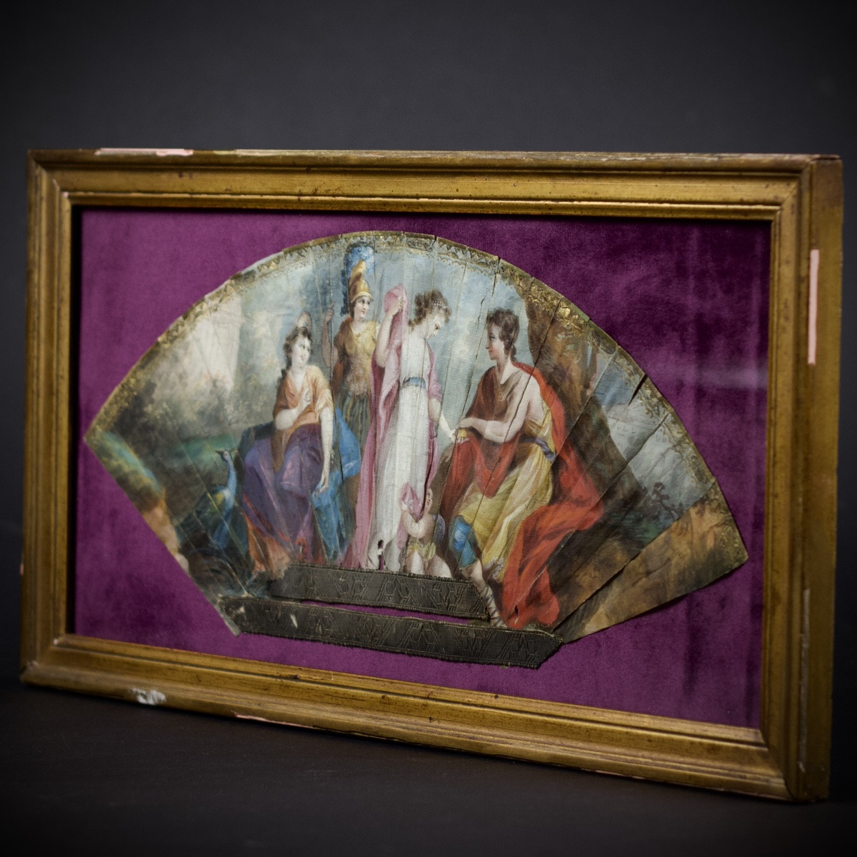 Historiated Fan, Le Jugement De Pâris, Greek Mythology, Gouache On Paper, 18th Century-photo-7