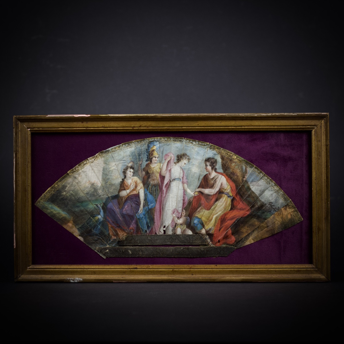 Historiated Fan, Le Jugement De Pâris, Greek Mythology, Gouache On Paper, 18th Century-photo-8