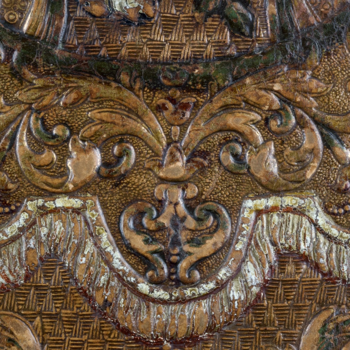 Sous-main en cuir gaufré polychrome dit "de Cordoue", Pays-Bas méridionaux, début XVIIIe-photo-3