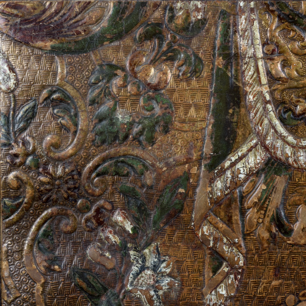 Sous-main en cuir gaufré polychrome dit "de Cordoue", Pays-Bas méridionaux, début XVIIIe-photo-2