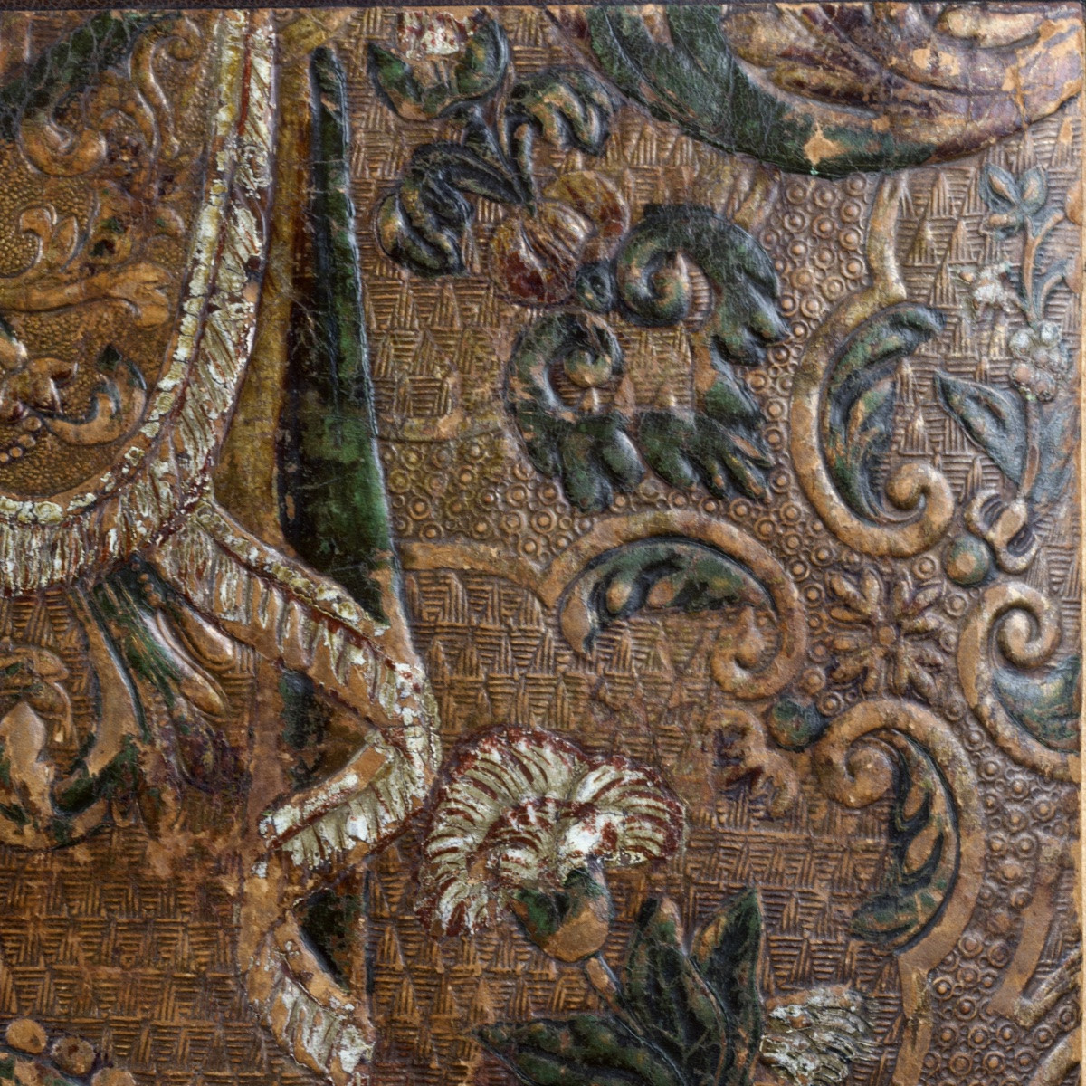 Sous-main en cuir gaufré polychrome dit "de Cordoue", Pays-Bas méridionaux, début XVIIIe-photo-4