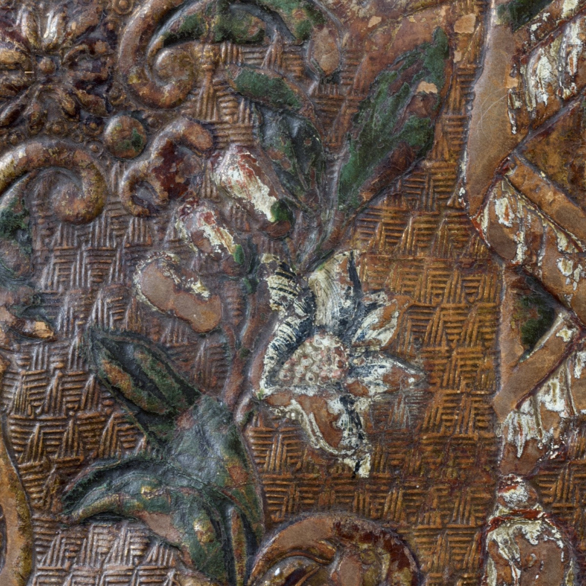 Sous-main en cuir gaufré polychrome dit "de Cordoue", Pays-Bas méridionaux, début XVIIIe-photo-6