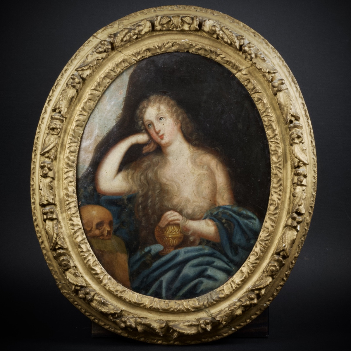 École française d'après Mignard, Madame de Ludres en Marie-Madeleine, huile sur toile, c. 1700