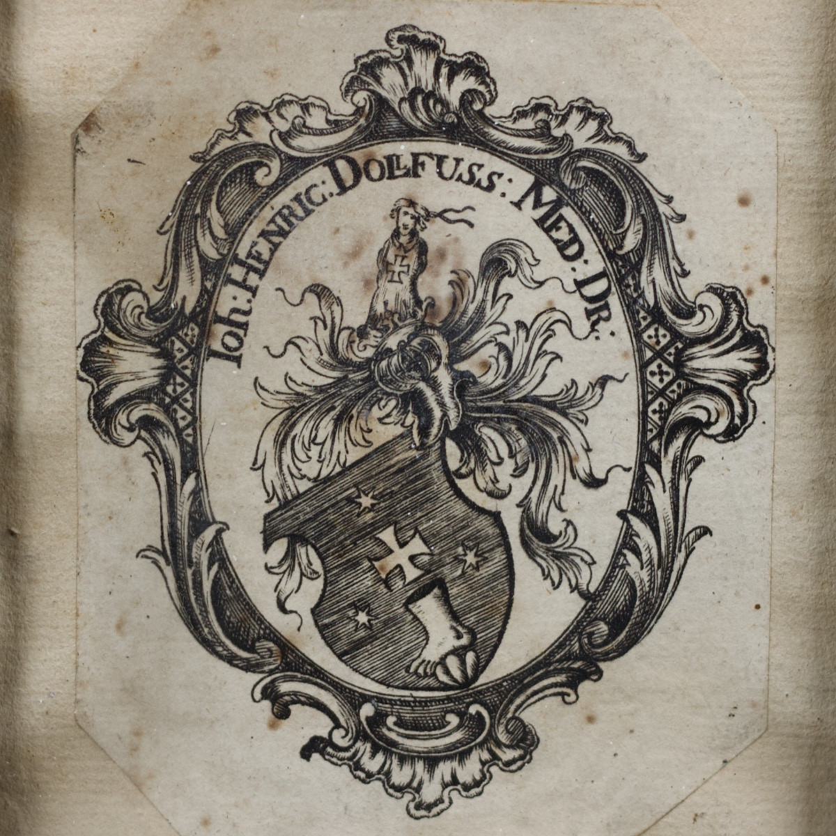 Small Engraving Of The Arms Of Jean-henri Dollfus, Probable Bookplate, 18th Century Coat Of Arms-photo-4