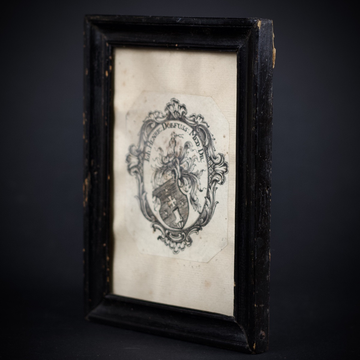 Small Engraving Of The Arms Of Jean-henri Dollfus, Probable Bookplate, 18th Century Coat Of Arms-photo-3