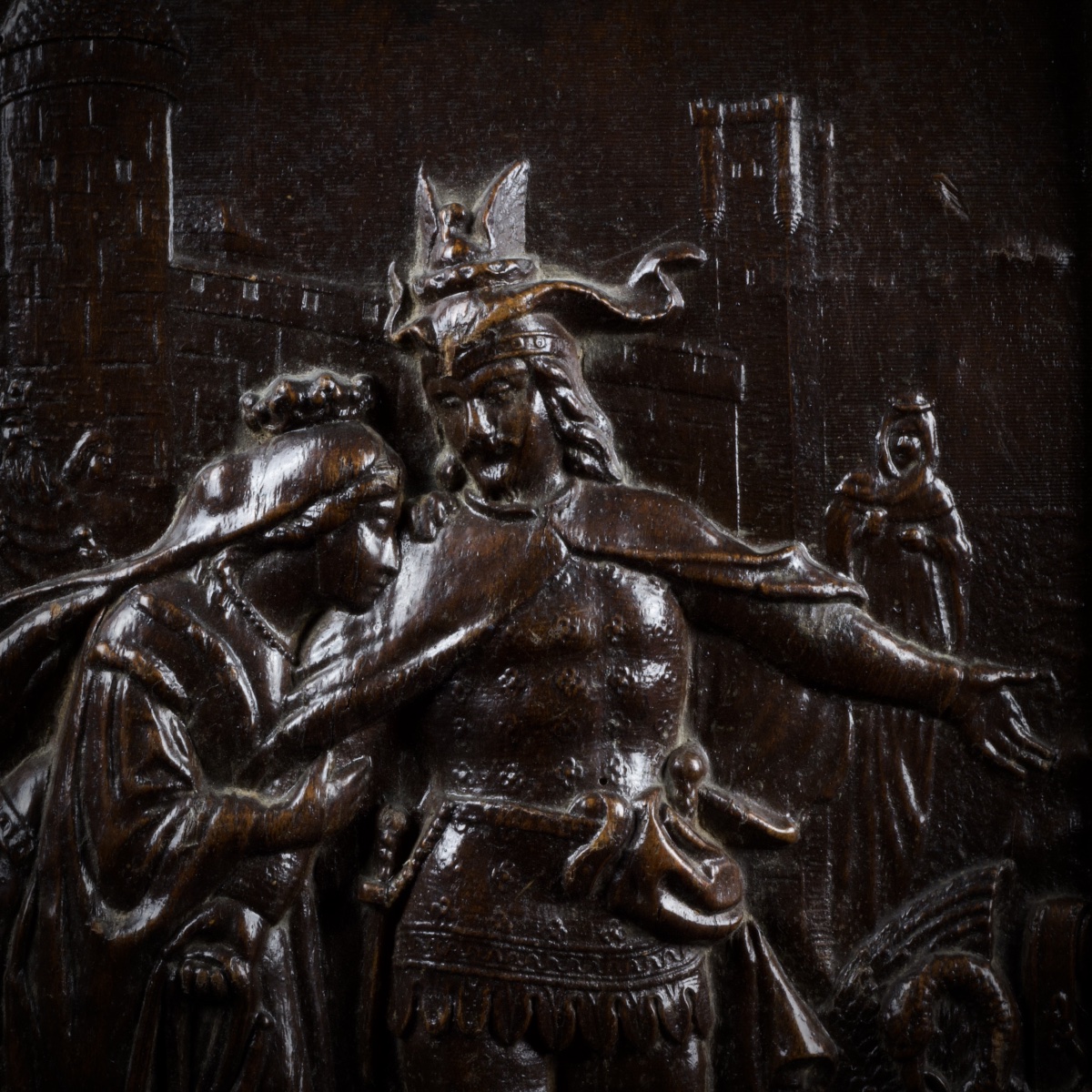 Gustav Grohe (d'après), Le chevalier au Cygne, carton moulé et patiné, Lohengrin, fin XIXe-photo-3