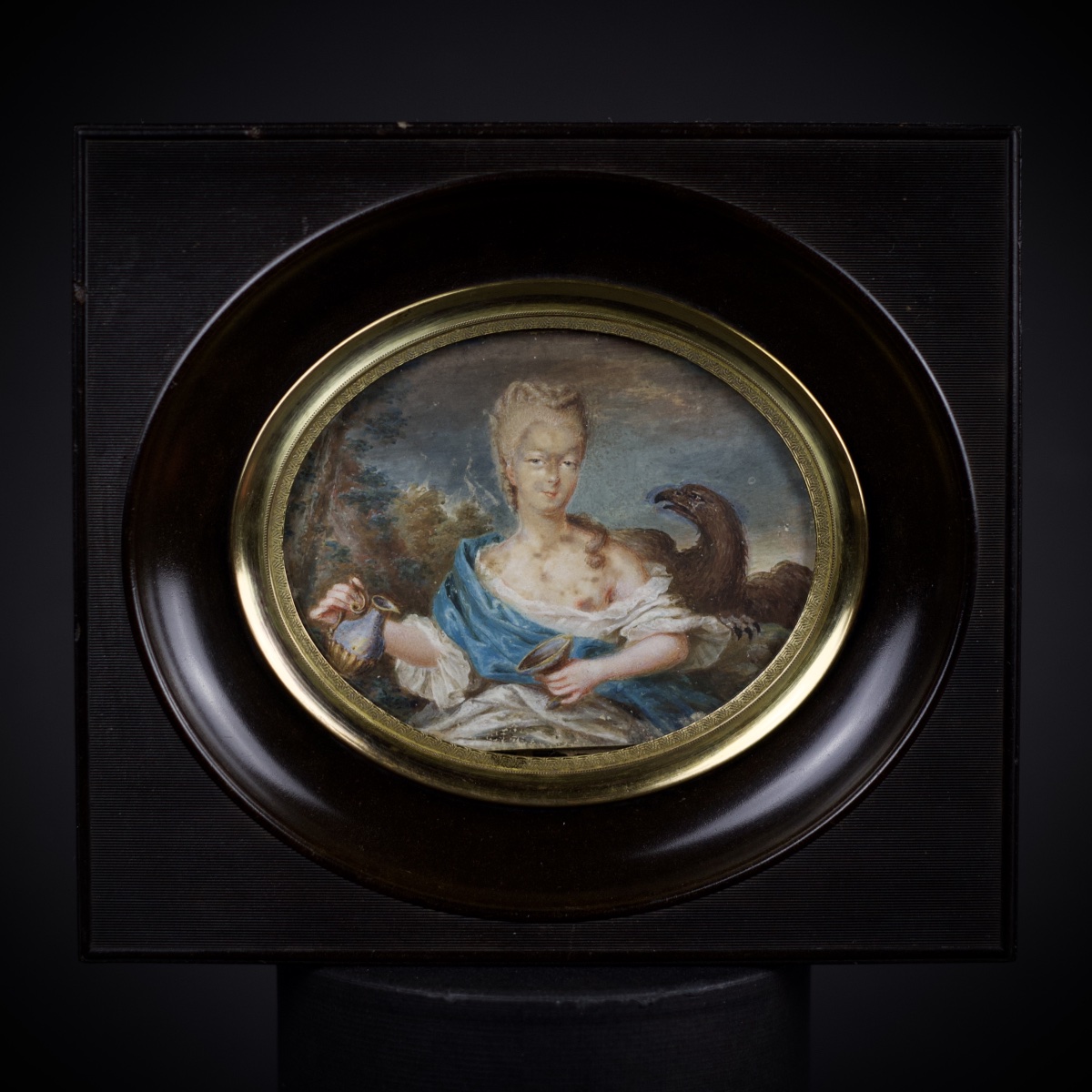 Jean-Marc Nattier (dans le goût de), Jeune aristocrate en Hébé, miniature, XVIIIe siècle-photo-3