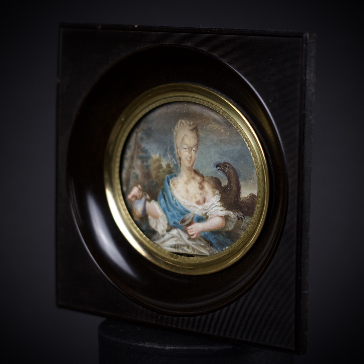 Jean-Marc Nattier (dans le goût de), Jeune aristocrate en Hébé, miniature, XVIIIe siècle-photo-1