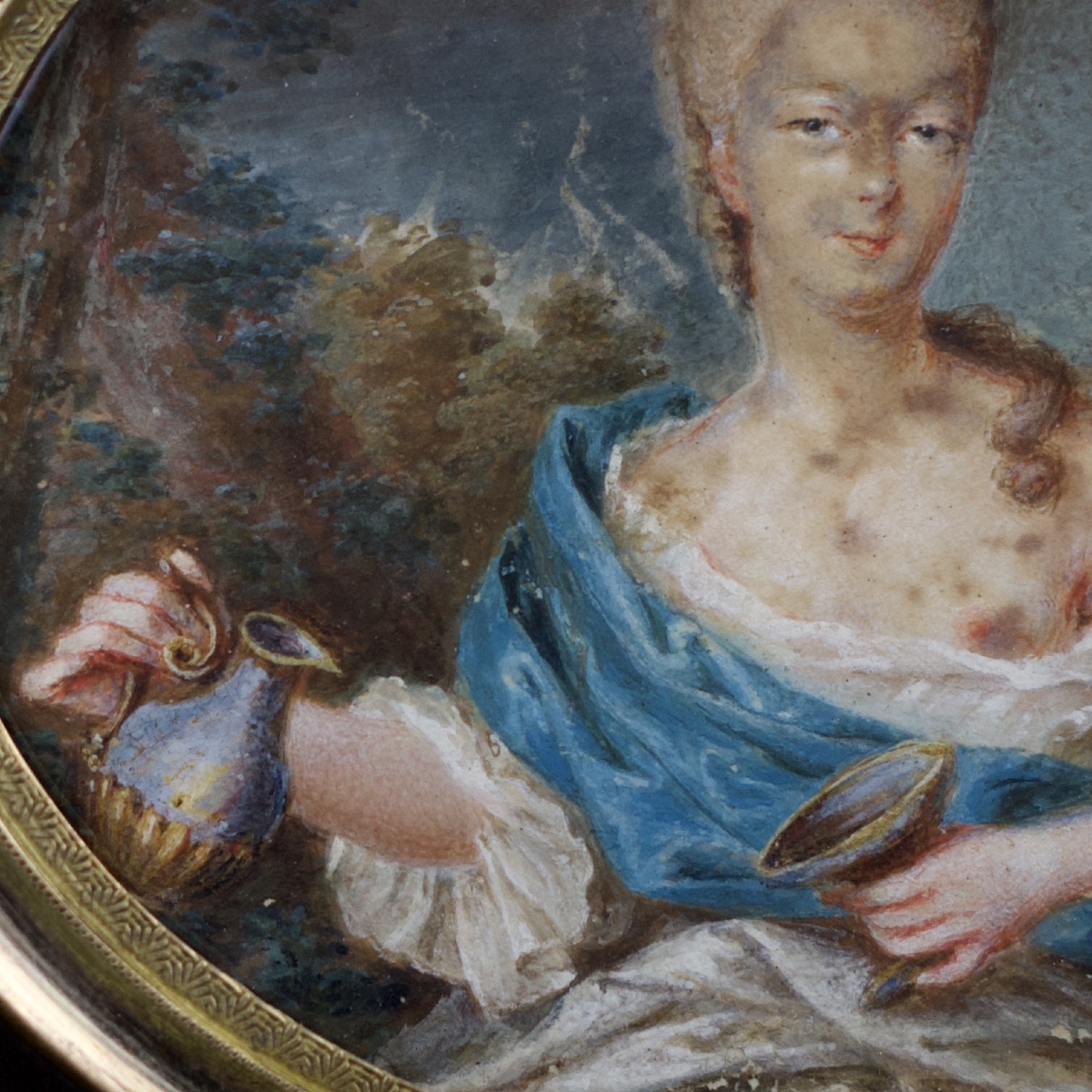 Jean-Marc Nattier (dans le goût de), Jeune aristocrate en Hébé, miniature, XVIIIe siècle-photo-2