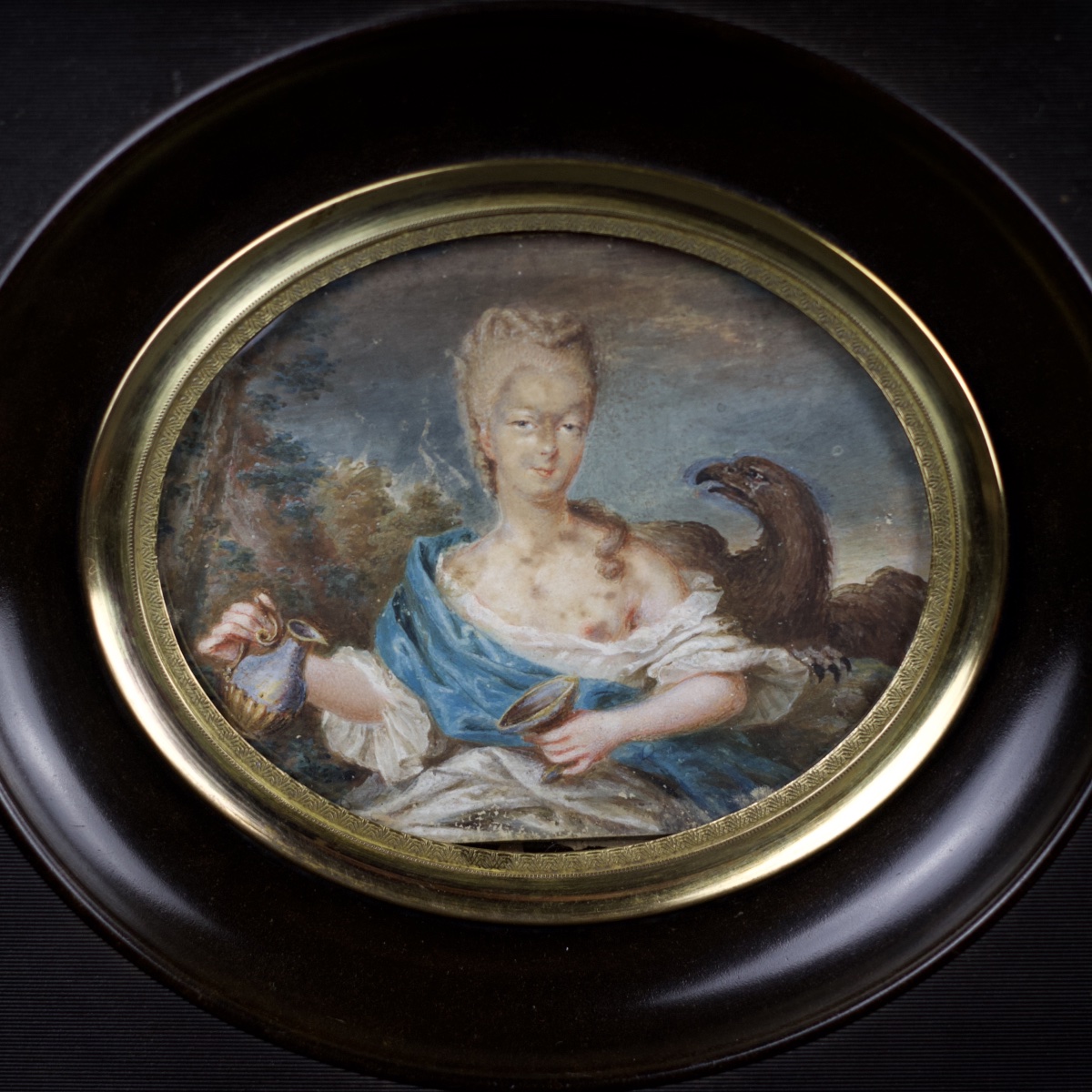 Jean-Marc Nattier (dans le goût de), Jeune aristocrate en Hébé, miniature, XVIIIe siècle