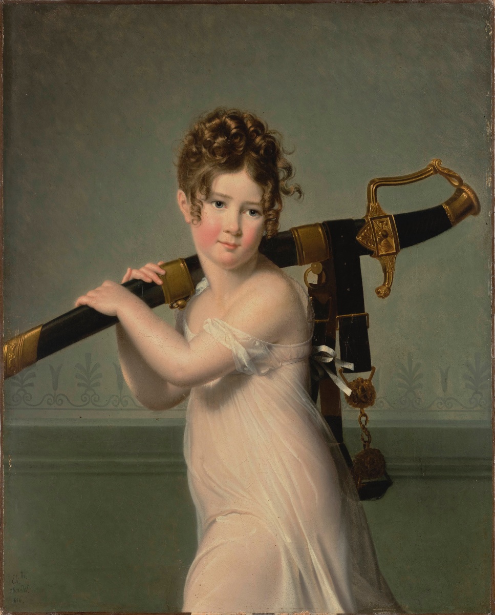 Round Box, Young Girl Holding A Sword, After Chaudet, First Empire, Early 19th Century-photo-5