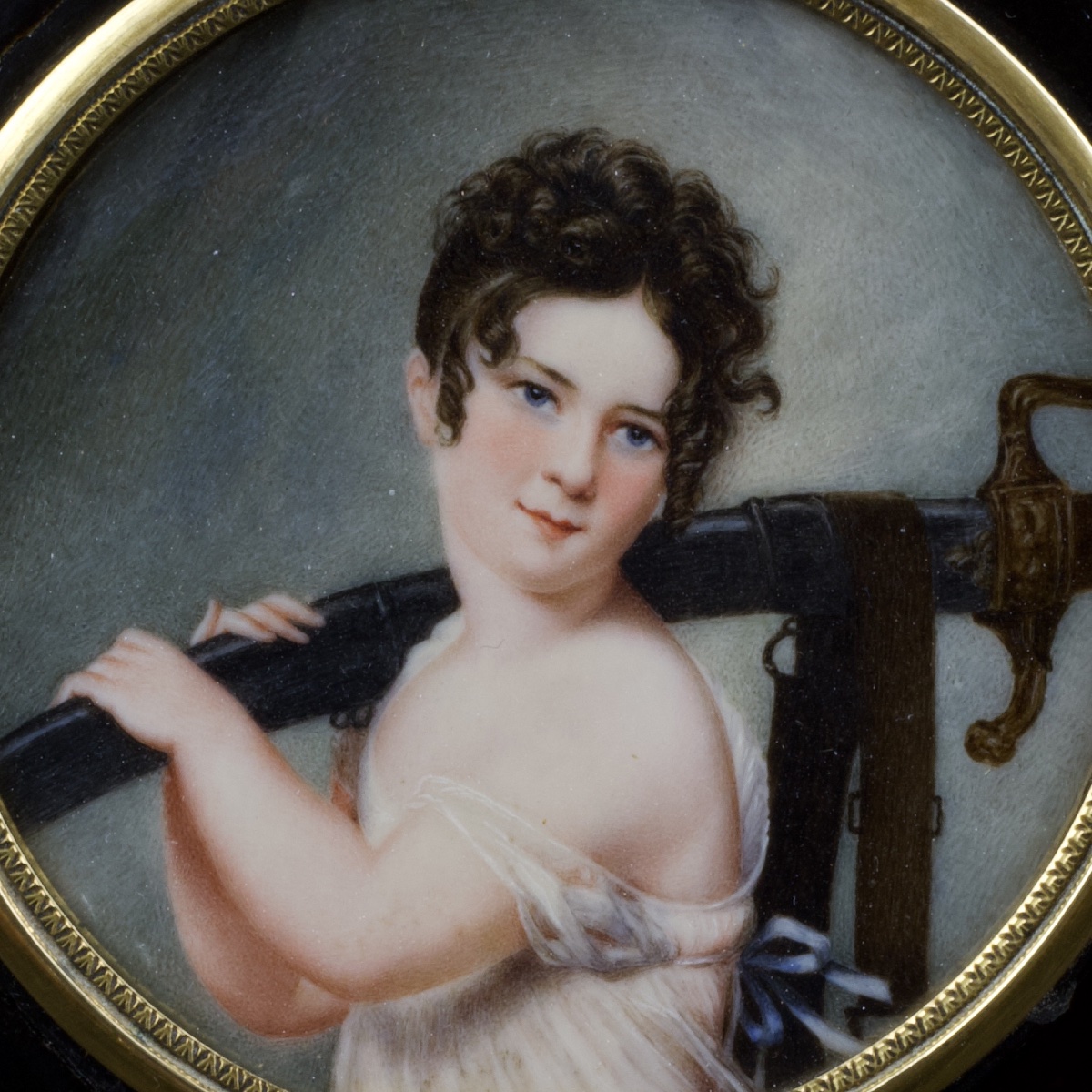 Round Box, Young Girl Holding A Sword, After Chaudet, First Empire, Early 19th Century-photo-6