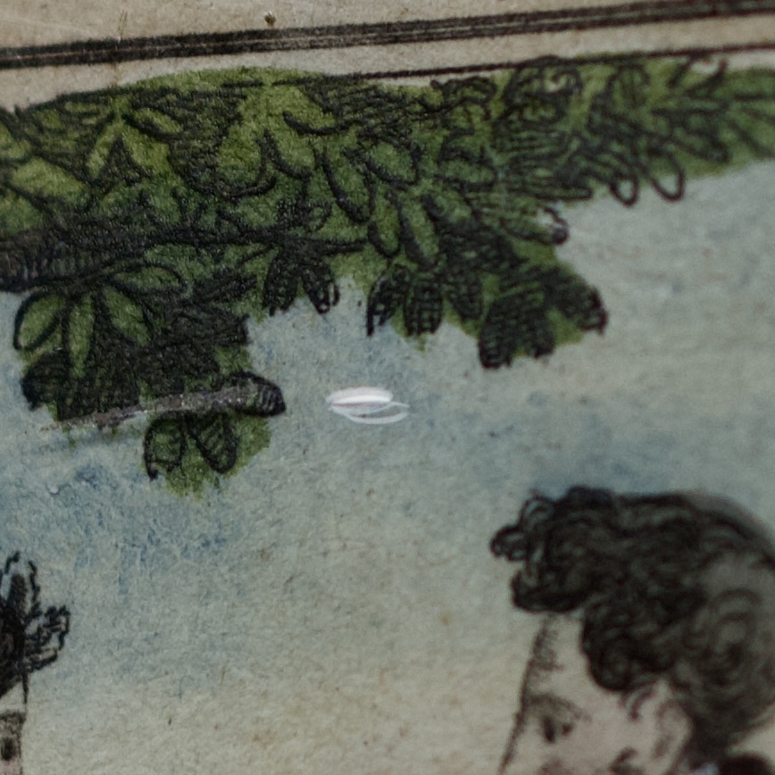 "spring," A 19th-century Enhanced Engraving (ca. 1810–20) Depicting A Romantic Theme, With An Antique Frame And Glass-photo-6