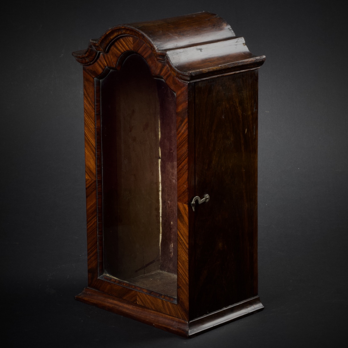 Small Wall-mounted Or Freestanding Display Cabinet With A Gendarme's Cap Design, Exotic Wood Veneer, Mid-18th Century-photo-2