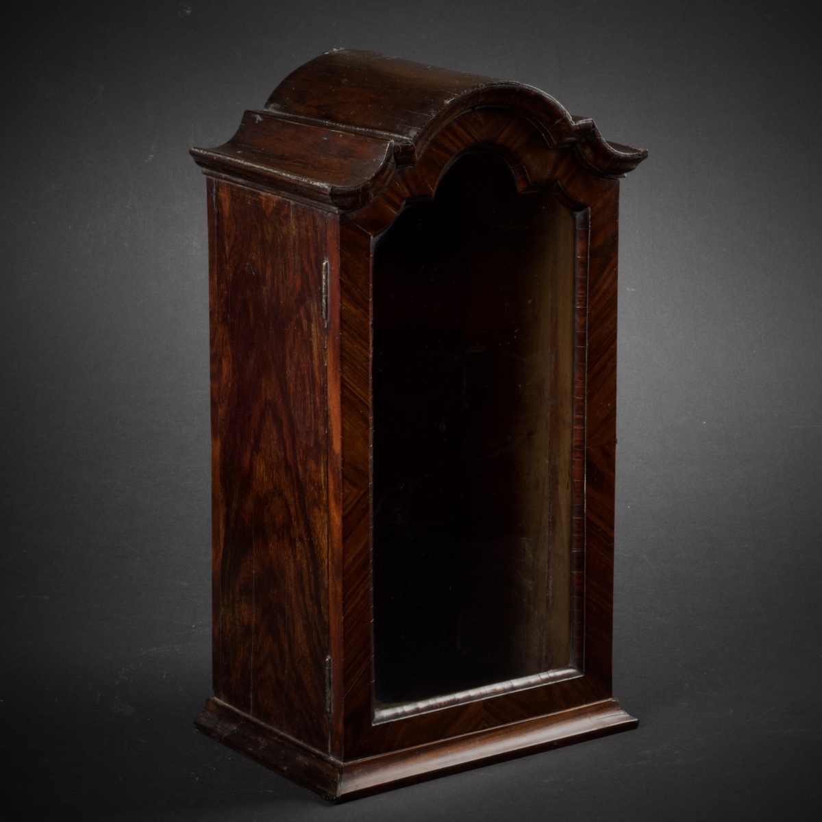 Small Wall-mounted Or Freestanding Display Cabinet With A Gendarme's Cap Design, Exotic Wood Veneer, Mid-18th Century-photo-3