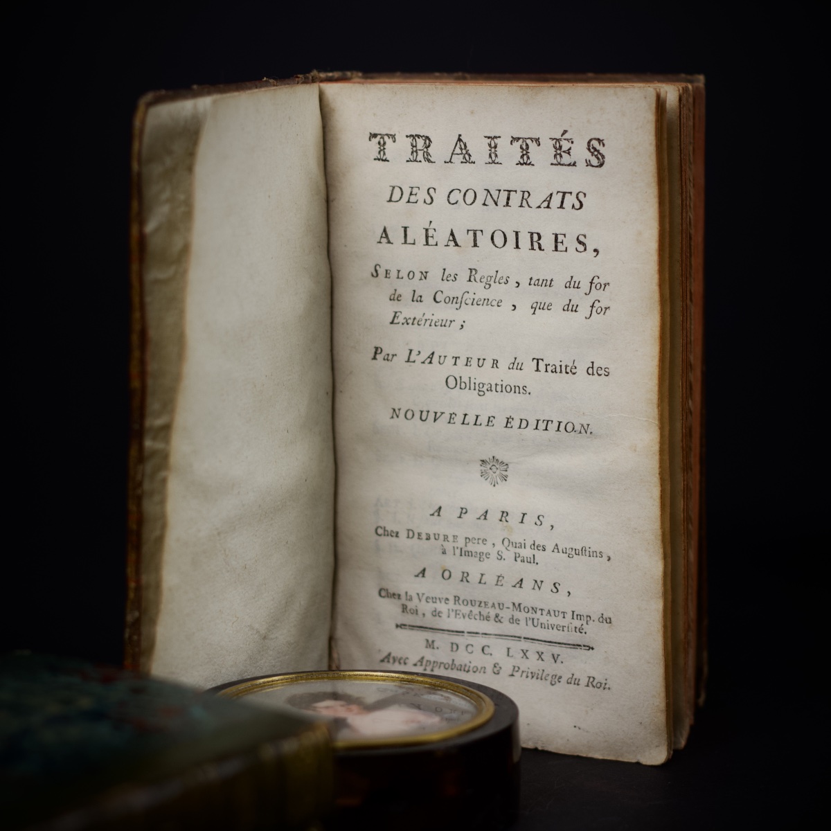 Pothier, *treatise On Contingent Contracts*, 1775, Reused Binding, 15th-century Antiphonary Page.-photo-2