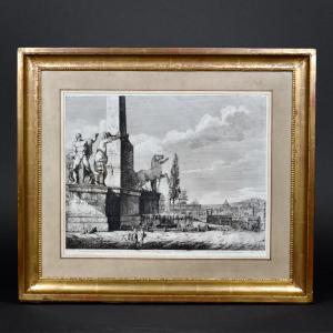 Luigi Rossini, Vue ces colosses du Quirinal, Antichità Romane, taille-douce, Rome, 1819
