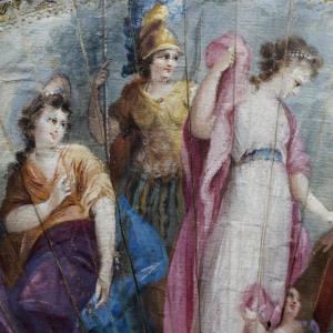 Historiated Fan, Le Jugement De Pâris, Greek Mythology, Gouache On Paper, 18th Century