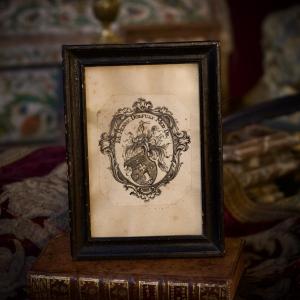 Small Engraving Of The Arms Of Jean-henri Dollfus, Probable Bookplate, 18th Century Coat Of Arms