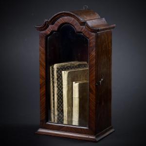 Small Wall-mounted Or Freestanding Display Cabinet With A Gendarme's Cap Design, Exotic Wood Veneer, Mid-18th Century