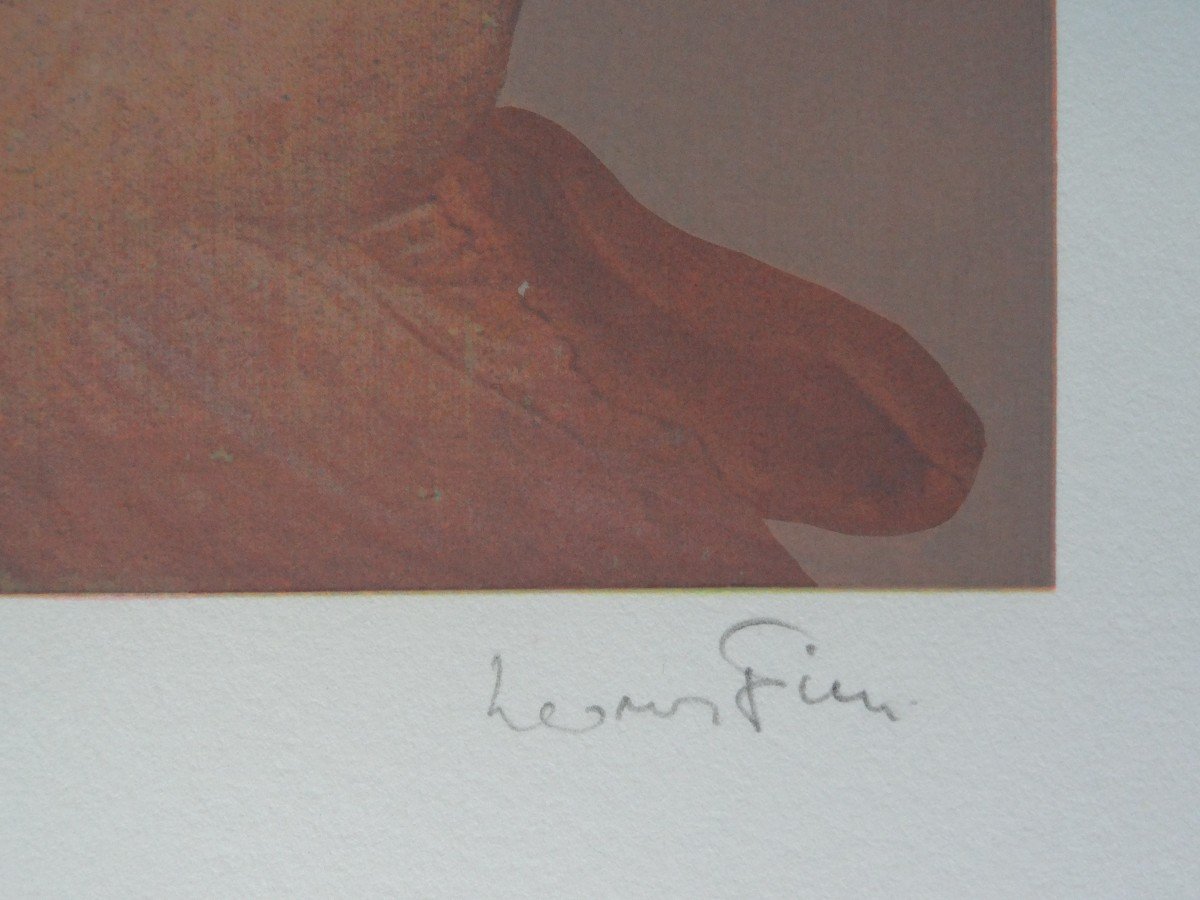 LITHOGRAPHIE DE LEONOR FINI - Offrande de l'oie à la femme rousse, 68 x 53 cm-photo-2