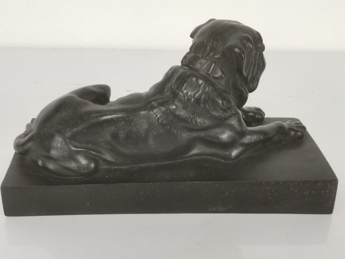 Cast Iron With Brown Patina, Chained Bordeaux's Dogue, 26.4 Cm-photo-2