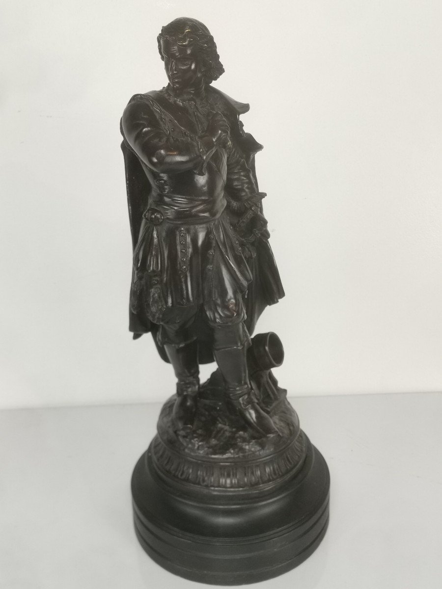 Bronze With Brown Patina 19th Century, Gentilhomme Martial By Moreau, 58 Cm-photo-2