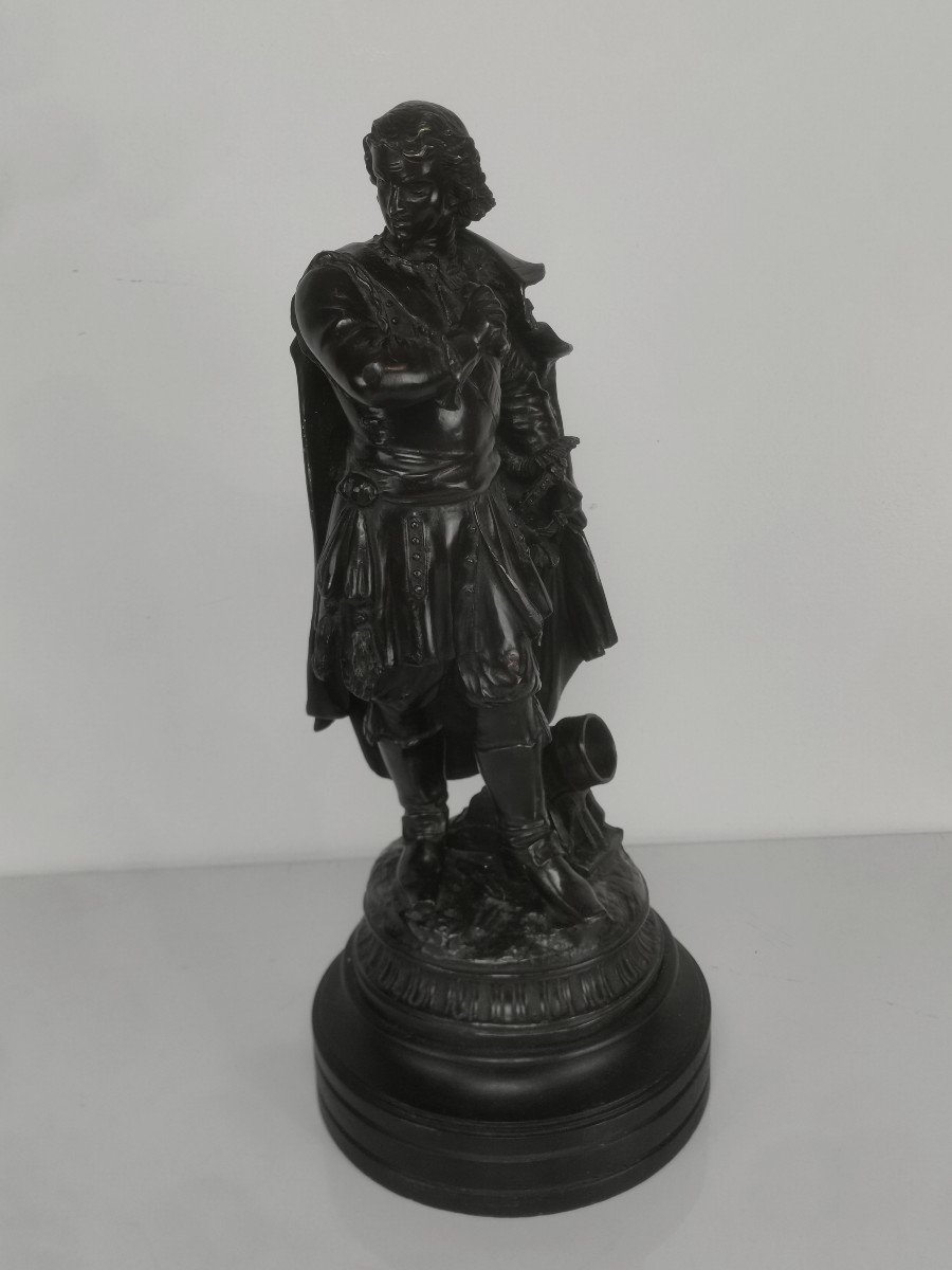 Bronze With Brown Patina 19th Century, Gentilhomme Martial By Moreau, 58 Cm