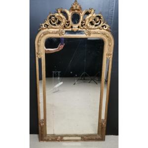 Beads Mirror Gilded With Gold Leaf 84 X 163 Cm