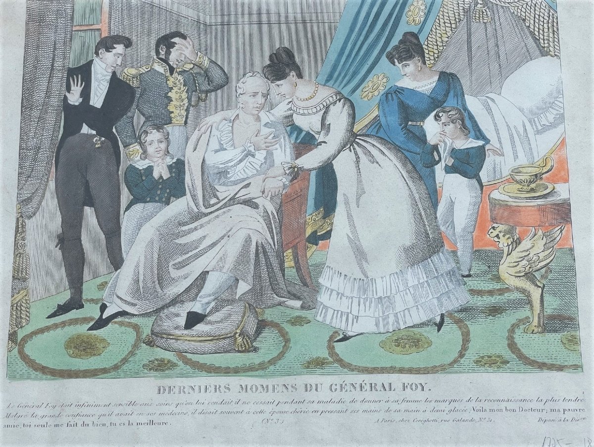 Général FOY (Ham 1775 – Paris 1825) gravure polychrome XIX ème-photo-3