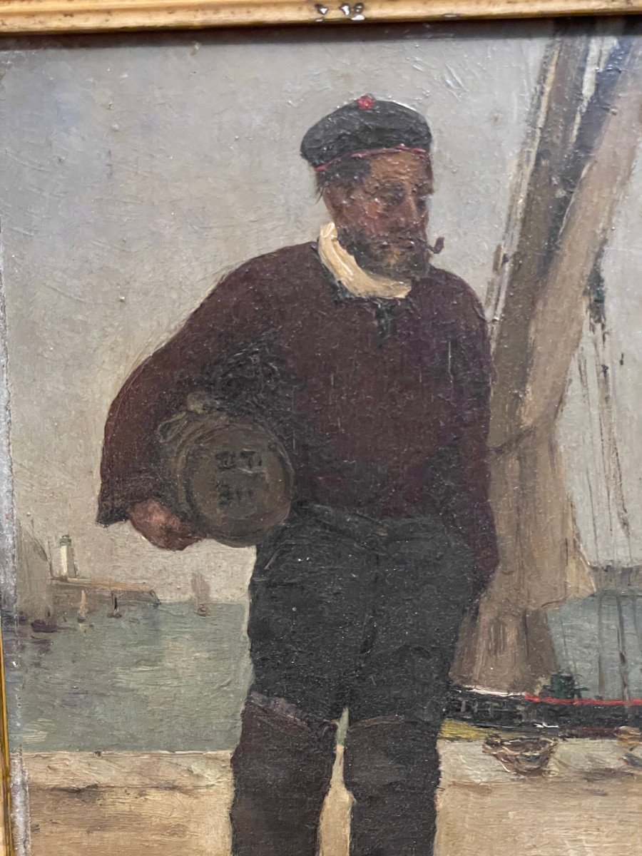 Marin à la pipe sur le port par Ernest Laynaud le pêcheur-photo-2