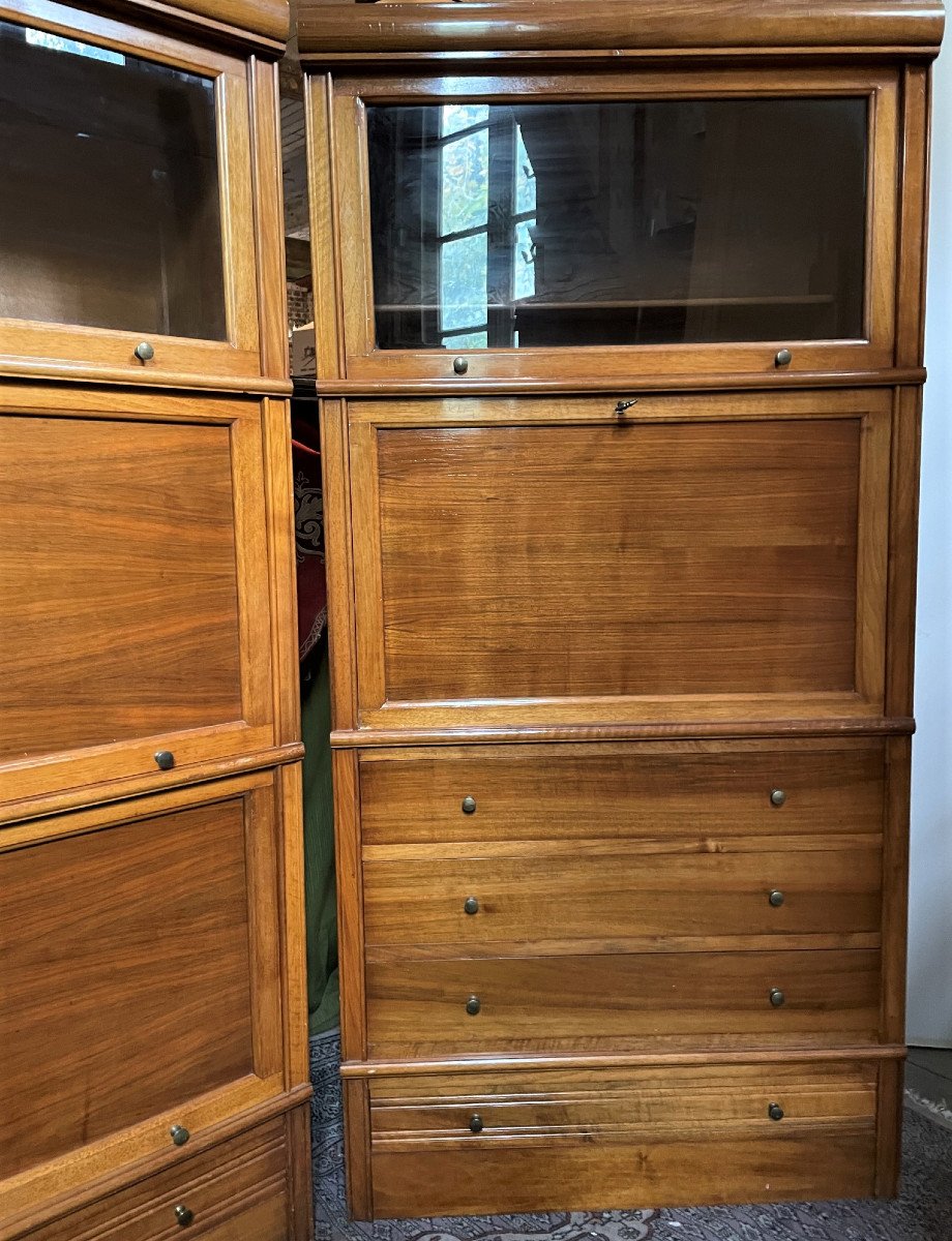 Md Modular Furniture In Blond Walnut, Bookcase, Showcase And Secretary-photo-4