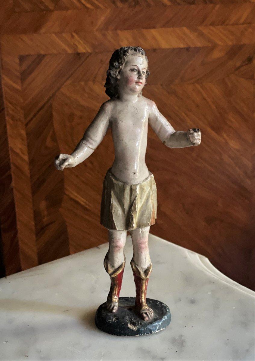 Angel In Finely Carved And Polychromed Wood 17th Century Italy-photo-2
