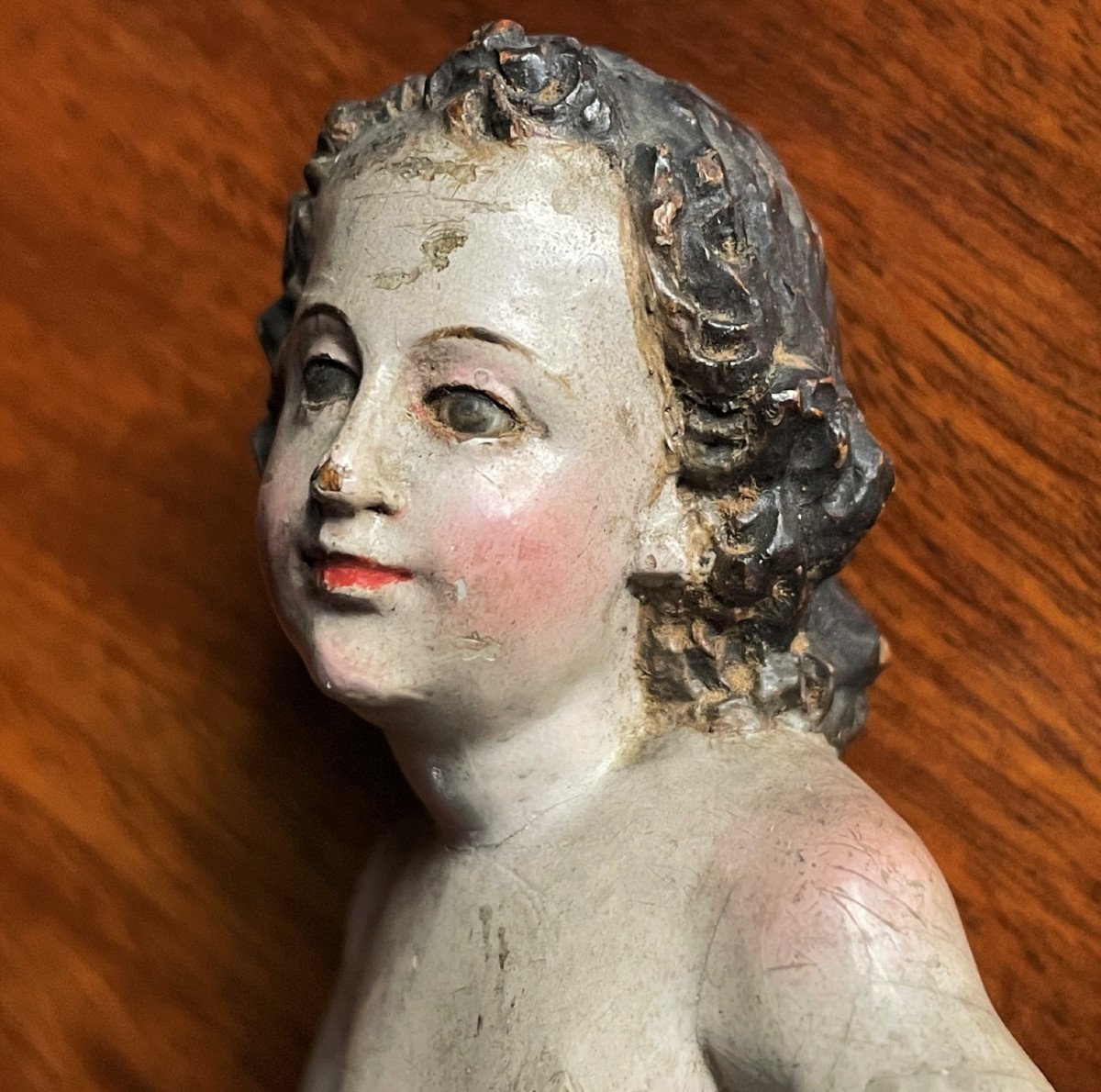 Angel In Finely Carved And Polychromed Wood 17th Century Italy-photo-6