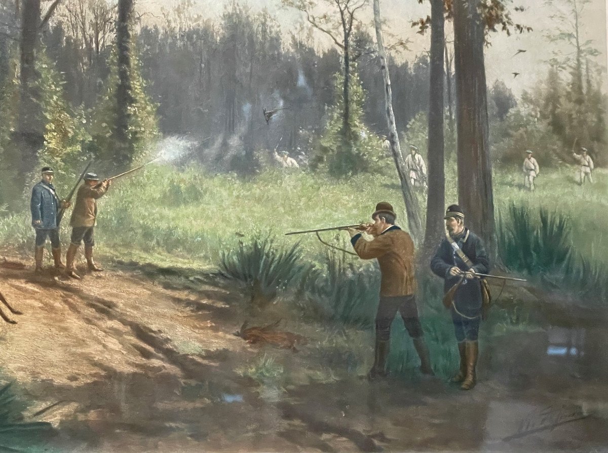 Scènes de chasse paire de grandes gravures Olivier de Penne-photo-2