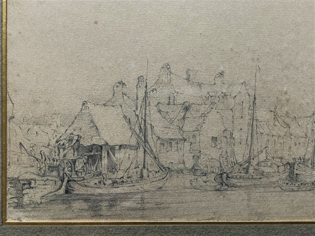 Port In Northern Europe, Drawing By Ambroise Détrez 1840-photo-3