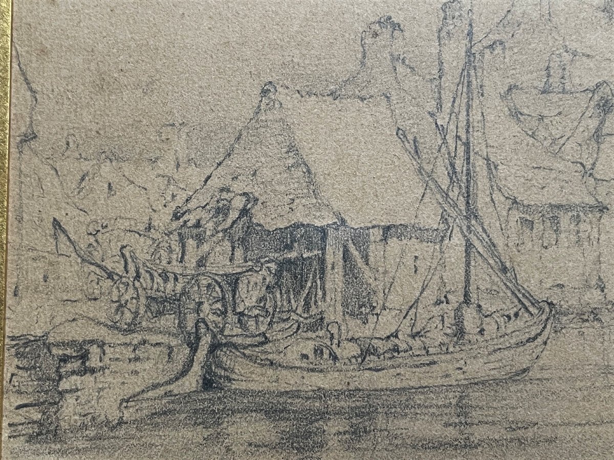 Port In Northern Europe, Drawing By Ambroise Détrez 1840-photo-2