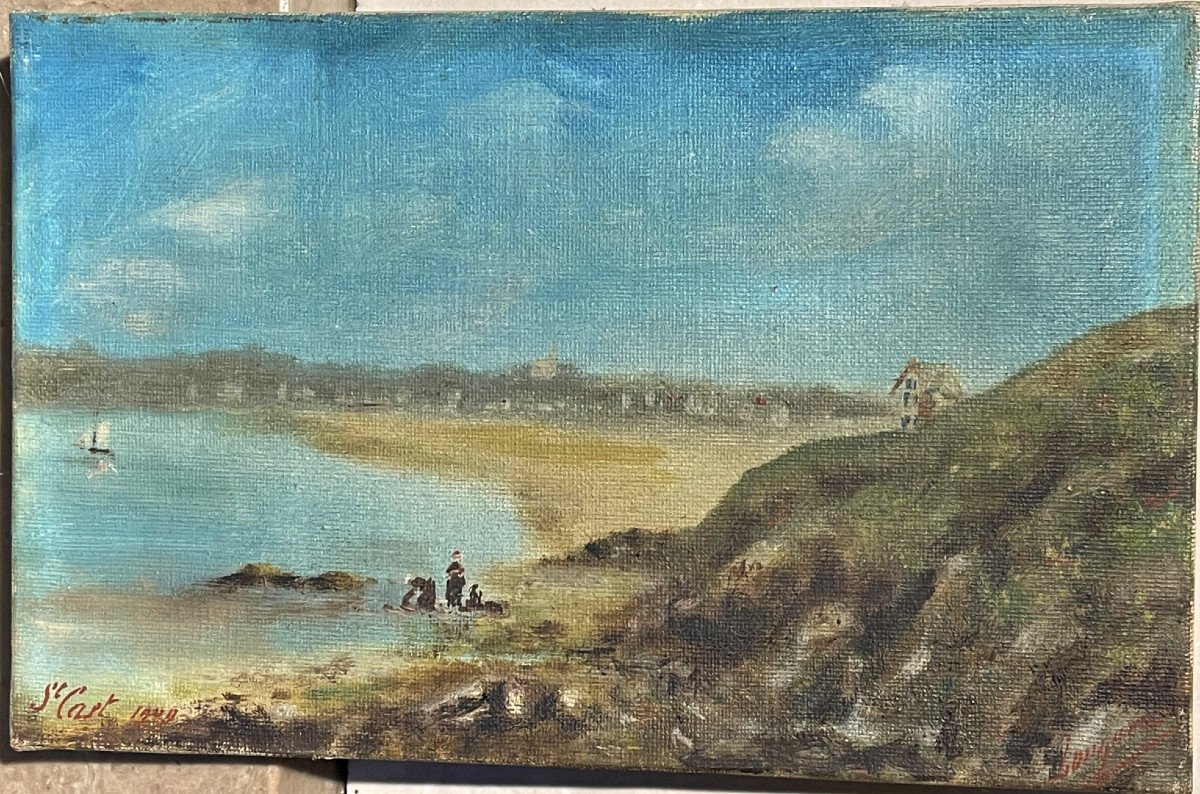 Beach At St Cast Le Guildo Emerald Coast Painting From 1909-photo-2