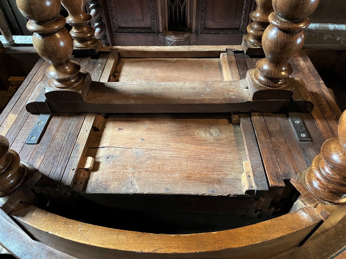 Grande table console demi-lune à rallonges XIXème siècle-photo-6