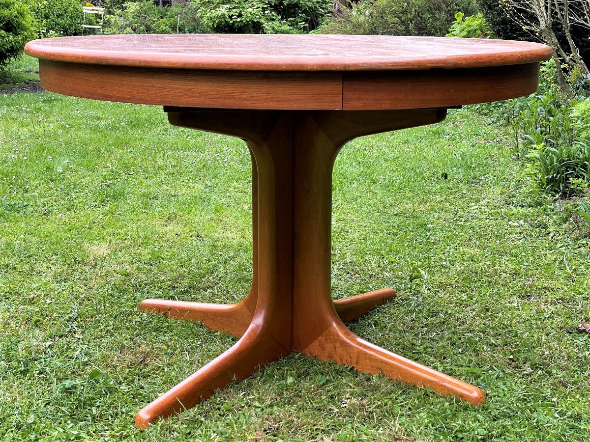 Table ronde extensible en teck de style scandinave Baumann vintage.-photo-2