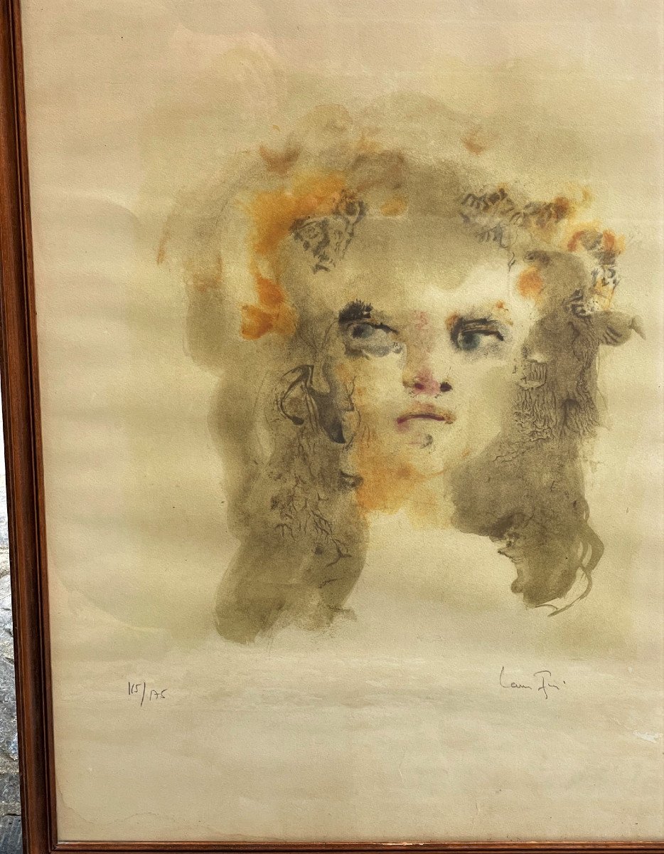 Leonor FINI : visage, lithographie signée et numérotée-photo-2