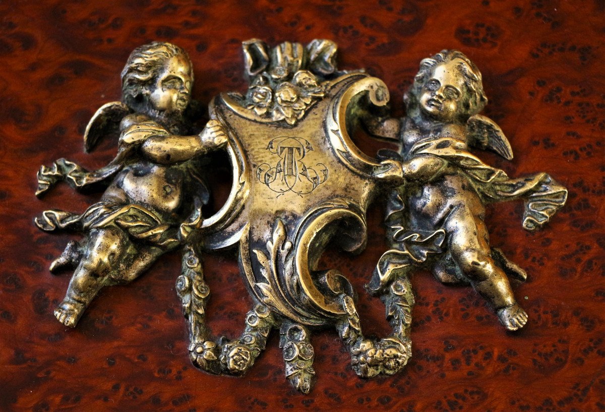 Grande boite ou coffret à décor de chérubins époque Napoléon III XIXème-photo-2