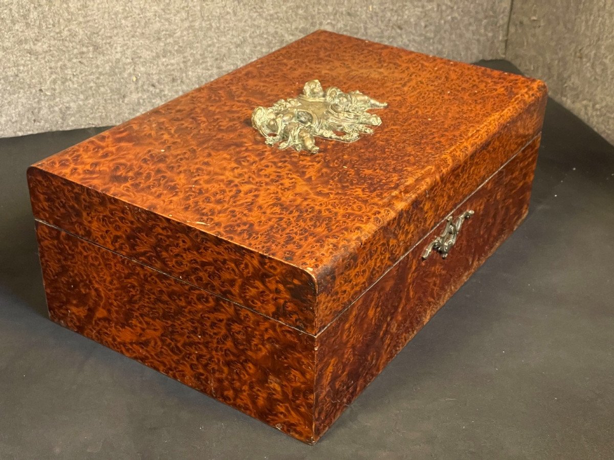 Grande boite ou coffret à décor de chérubins époque Napoléon III XIXème-photo-3